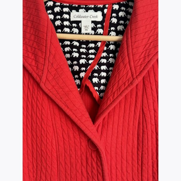 Coldwater Creek Womens 8 Petite Quilted Red Peplum Blazer Jacket Cottagecore - Picture 8 of 11